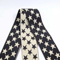 【hot】卍∈❇  Width 5cm jacquard star elasticated width stretch trousers zip waistband flat rubber band