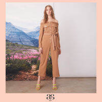 [asv pf21] Jil Off-shoulder Jumpsuit ชุดจั๊มสูทผู้หญิง เปิดไหล่ แขนยาว แต่งคาดเข็มขัด