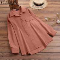 ZANZEA Retro Corduroy Blouse Women Warm Shirts 2021 Long Sleeve Tunic Tops Casual Solid Loose Lapel Oversized Blusas Femininas 7