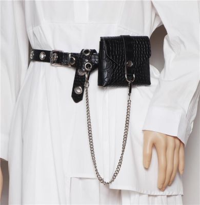 Womens Fashion PU Leather Bag Chain Cummerbunds Female Dress Corsets Waistband Belts Decoration Narrow Belt R2125