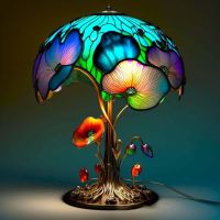 Creative Stained Glass Plant Series Table Lamp Floral Mushroom Resin Table Lamp Home Decorative Table Lamp Ambient Night Lights