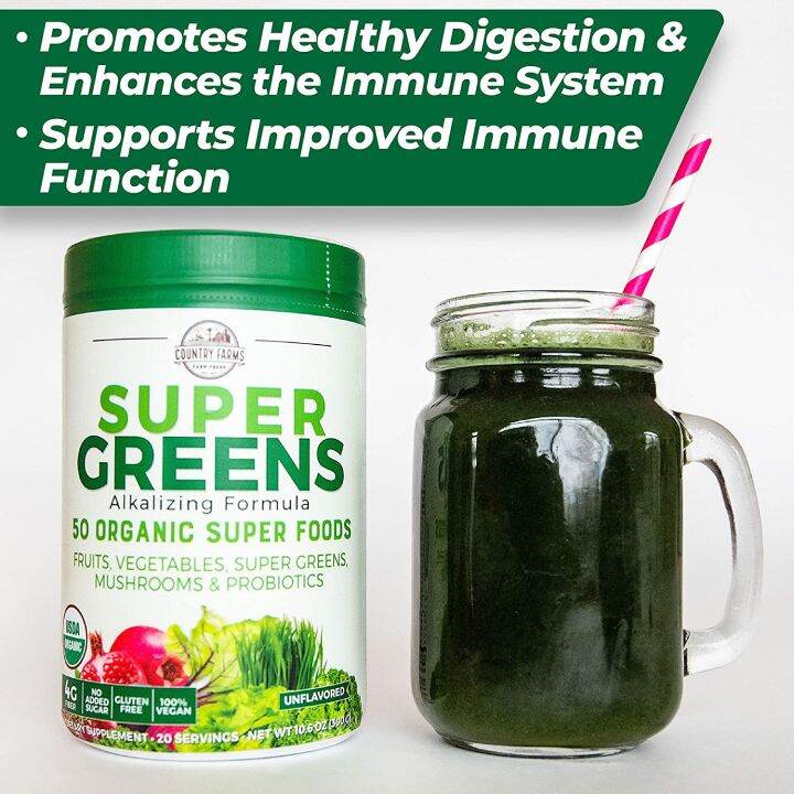 ผงผักและผลไม้รวม-50-ชนิด-super-greens-alkalizing-formula-unfavored-300-g-country-farms-usda-organic