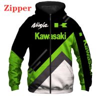 2023ใหม่แฟชั่น Kawasaki รถจักรยานยนต์ Hoodie สำหรับชาย3D พิมพ์ดิจิตอล Zip Hooded Sweatshirt Sportwear Casual Pullover Men Clothes