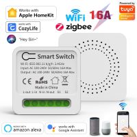 HomeKit Tuya ZigBee WiFi Smart Switch Module พร้อม Power Monitor 16A Breaker Smart Life Voice Control สำหรับ Siri Alexa Alice