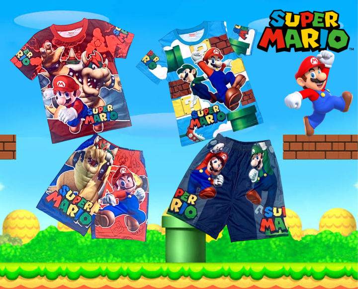 ชุดมาริโอ้-ชุดผ้ามันเด็ก-ชุดผ้ามันการ์ตูน-supermario-ลิขสิทธิ์แท้