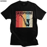 Vintage Retro Saxophone Tshirt Men Soft Cotton Awesome Tshirt Short Sleeves Music Tune Tee Apparel