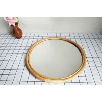 UKI Rattan Circle Wall Mirror 16 Inch Round Dressing Mirror Makeup Mirrors for Entryways Washrooms Living Rooms Bathroom