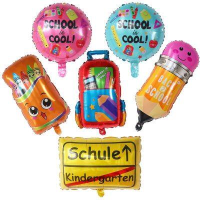 Crayon Box Pencil Foil Balloons Schoolbag Graduation Helium Air Globos Learning Birthday Party Decoration Start Back School Ball Adhesives Tape