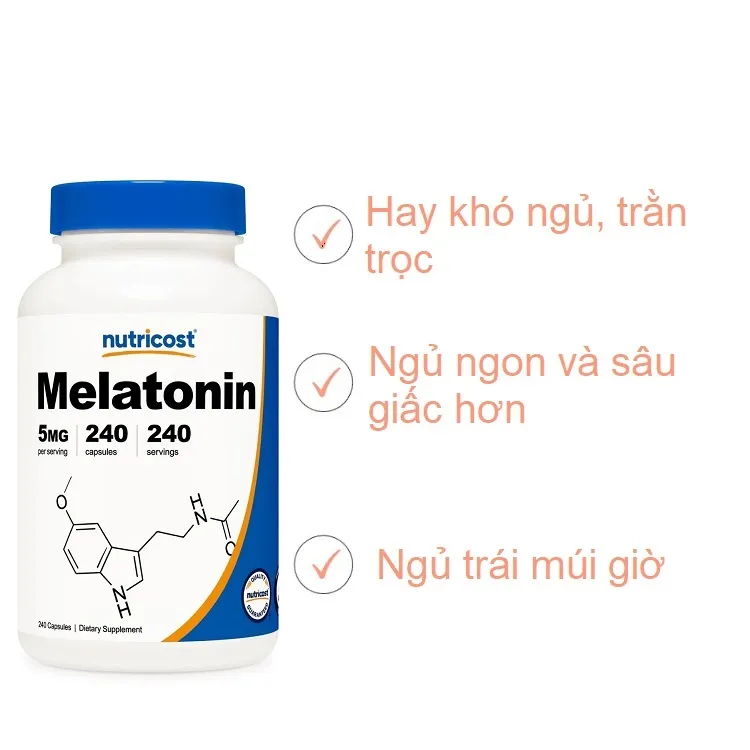 Viên uống hỗ trợ Ngủ ngon Nutricost Melatonin 5mg 240 Viên Cao cấp của Mỹ |  Lazada.vn