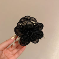 Fashion Green Black Soft Gauze Big Flower Hair Claws Acrylic Hair Clip Claw Hairdressing Tool Hair Accessories for Women Party