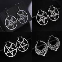 Skyrim Stainless Steel Pentagram Hoop Earrings for Women Gothic Witchy Star Dangle Earrings  Trend Party Jewelry