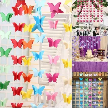2m 3D Paper Butterfly Hanging Paper Garland Bunting Banner Wedding Party  Decor