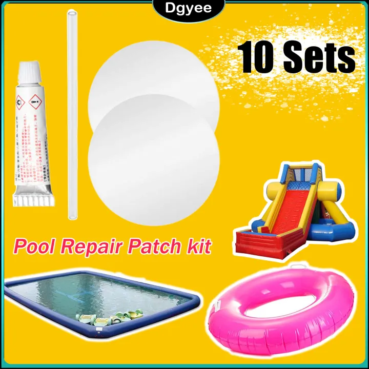 10 Sets Inflatable Pool Repair Patch Glue Exhaust Pipe Tools Kit