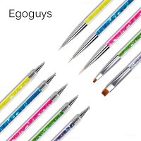 5PCS Dual Heads Nail Art Brush Acrylic Crystal Dotting Pen Rhinestones Picker UV Gel Painting French Lines Liner Manicure Tools