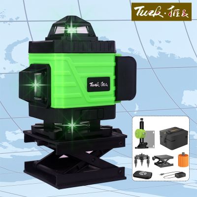 TUZK เลเซอร์แสงสีเขียว3D 4D 360 ° 8/12/16เส้นแนวตั้งแนวตั้งแนวนอนปรับระดับได้เองบนผนังจนถึงชุดเครื่องมือช่างของเล่น