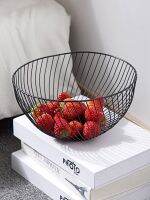 [Free ship] Desktop wrought iron fruit basket style living room countertop plate home creative snack storage