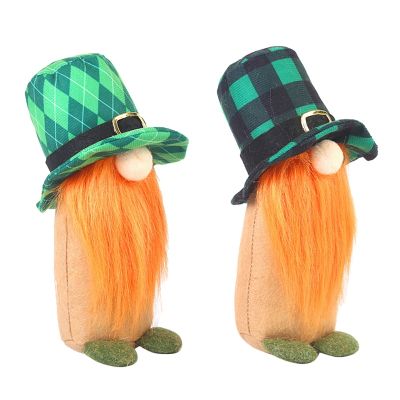 St. Patricks Day Gnome Plush Doll Handmade Irish Elf Home Ornaments Leprechaun Clover Figurines Spring Decoration