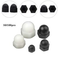 50/100pcs M3 M4 M5 M6 M8 M10/M12 Plastic Hex Nylon Cap Nuts Decorative Cover Semicircle Acorn Nut White Black. Nails  Screws Fasteners