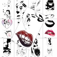 Sexy Big Red Lips Temporary Tattoos Beatuy Women Fake Body Art Arm Chest Wasit Tattoo For Adult Fashion Realistic Tattoo Sticker