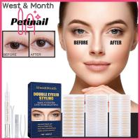 PETINAIL Magic Instant 480ชิ้นบิ๊กอายกาวที่มองไม่เห็นด้วยแท่งส้อมและแหนบเทปติดตาสองชั้นตาคู่เทปติดเปลือกตาเรืองแสง