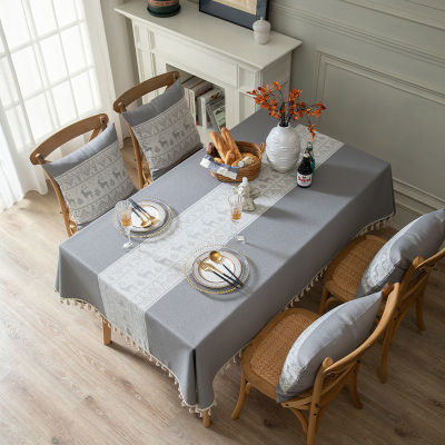 （HOT) ผ้าปูโต๊ะผ้าคอตตอนผ้าลินินเรียบง่ายสไตล์นอร์ดิกเรียบง่ายหรูหราเบาๆผ้าปูโต๊ะกาแฟผ้าปูโต๊ะ