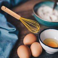 TEXKitchen Whisks Baking utensils Silicone Wisk Hand stirring rod for Cooking Wooden Handle Egg Beater Milk Frother Egg Tools