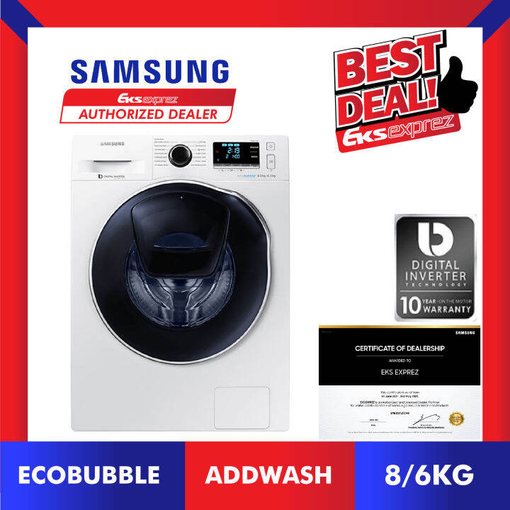 SAMSUNG Washer Dryer WD80K6410OW/FQ 8KG Washer, 6KG Dryer Front Load