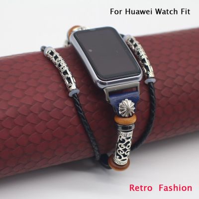 นาฬิกาหนัง PU สายสายสำหรับ Huawei พอดีกับนาฬิกาสมาร์ทวอทช์,สายนาฬิกาข้อมือแฟชั่นย้อนยุคสายรัดข้อมือสายหนังนาฬิกา Huawei