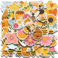 50pcs Cute Cartoon Honey Bee Flower Stickers For Luggage Guitar Phone Skateboard Waterproof Graffiti Laptop Decals Kids Toy