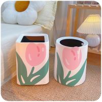 [COD] Ins style tulip trash can home creative office bedroom kitchen living room high-value wastebasket wholesale