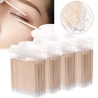 500/1000pcs Nails Wood Cotton Swab Cleaning Microbrush Eyelash Sticks Buds Tip Ear Toothpick Makeup Eyebrow Sticks Glue Removing Adhesives Tape