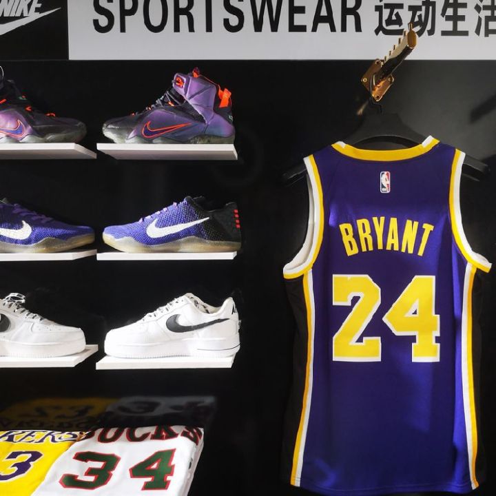 เอ็นบีเอบาสเกตบอลบุรุษ-jersey-24-kobe-bryant-ลอสแอนเจลิสเลเกอร์สร้อนกด-retro-city-edition-เสื้อบาสเกตบอลสวิงแมนลายสีม่วง