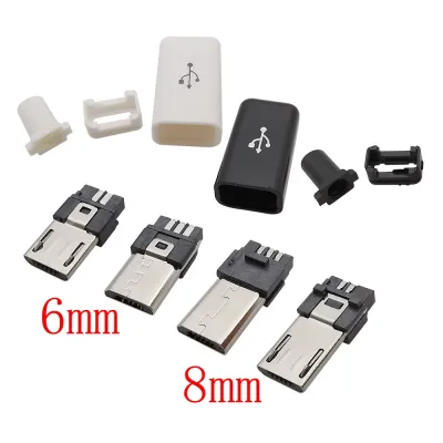 10Pcs Micro USB 5Pin Soldering Type Male Plug Connector Charger 5P MicroUSB Tail Charging Socket Repair Plugs 4 in 1 Black White Electrical Connectors