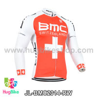 เสื้อจักรยานแขนยาวทีม BMC 14 สีแดงขาว