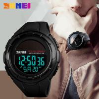 SKMEI Jam Tangan Digital LED นาฬิกาข้อมือเล่นกีฬาสำหรับผู้ชาย,นาฬิกาข้อมือกันน้ำแฟชั่นอิเล็กทรอนิกส์แบรนด์หรู1405