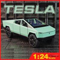 ของขวัญฟรี?ขนาด1:24 Tesla ไซเบอร์รถบรรทุกรถกระบะรถโลหะแบบจำลองรถของเล่นสำหรับเด็กผู้ชายของเล่นเด็กรถออฟโรด