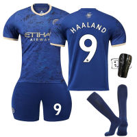 Manchesters City No. 9 Erling Haaland No. 17 Kevin De Bruyne No. 47 Phil Foden เสื้อแข่งฟุตบอลสำหรับเด็กหญิงเด็กชายและผู้ชายผู้หญิง2023ปีชุดกระต่ายรุ่นพิเศษ0000