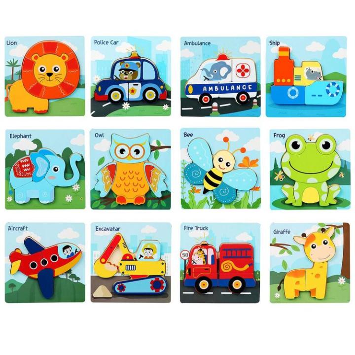 Puzzles for 2 Year Olds Baby Infant Toddler Shape Puzzles Cartoon  Vehicle/Animal Theme Puzzles for Kids Montessori Toys Infant Baby Puzzle  Tangram respectable 