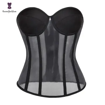 Womens Gothic Faux Leather Corset Sexy Push up Strapless Bandeau