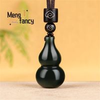 Natural Hetian Ink Jade Gourd Pendant Simple Exquisite Charm Fashion Fine Jewelry Engraver Best Selling Handicraft Holiday Gift