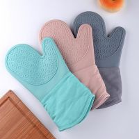 【CW】 Silicone Gloves 1pcs Anti Scalding Heatproof Oven Mitts With Cotton Inner Layer Microwave Ovens Bake