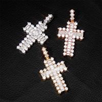 [COD] European and hot style retro cross pendant square round zircon double necklace Jinao