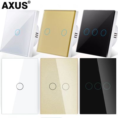 【DT】hot！ AXUS EU/US AC100-240V Tempered Glass Panel Wall Switches 1/2/3 Gang Sensor Interruptor