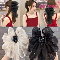 Gypsophila Ribbon Gauze Bow Hair Accessories Grab Clip Female Summer Back Head Half-Tie Hair Clip Shark Clip Headdress