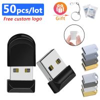 50pcs/lot Super mini metal USB Flash drive pen 4gb 8gb 16gb 32gb 64gb black Silver color micro Memory sticks USB 2.0 Free logo