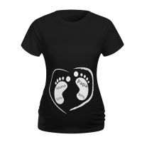 Baby Foot Plus-size Summer Print Maternity Clothing Short Sleeve Pregnant Tops Women Soft Slim Casual Maternity T-shirt