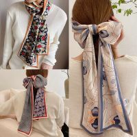 【LZ】✸❒♈  2022 primavera novo feminino decoração de cabelo cachecóis gravatas lenço de seda floral longo magro hairbands foulard neckerchief