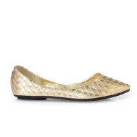 TIMETANG2019Ladies Ballet Flats Weaving Gold Silver Shoes Pointed Toe Breathable Slip-Ons Summer Plus size 35 41 E630