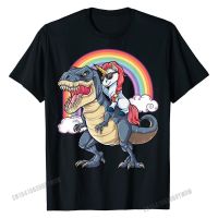 Unicorn Riding Dinosaur T Rex Shirt Rainbow Cotton Summer Tops Shirt Oversized Men Tshirts Printed On