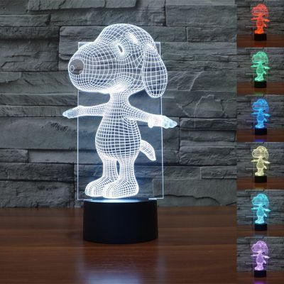 โคมไฟตั้งโต๊ะ LED 3 D Night Light Snoopy Gift 7 สี ของขวัญ